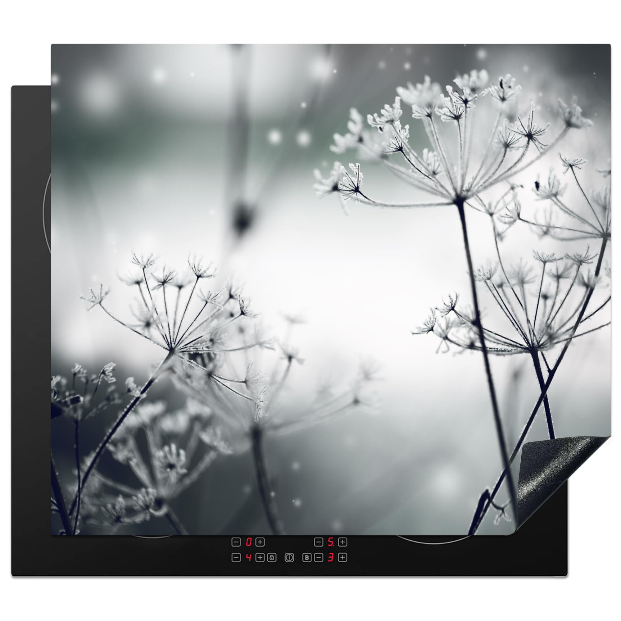 KitchenYeah© Induction Hob Protector Mat 20.2"x22.9" / 58.3x51.3 cm Stove Cap Top Cover Kitchen Cooker Covers for Electric Hobs Vinyl Flowers - Winter - Snow - Nature