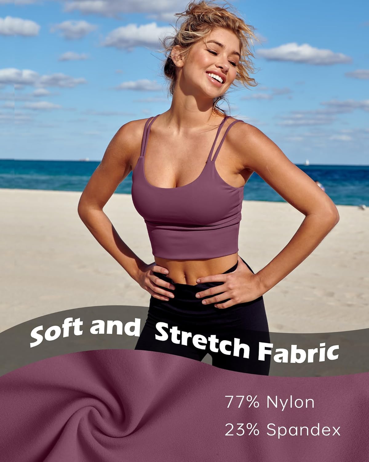 Everrysea Sports Bras for Women High Support Longline Workout Tank Tops Built in Bra Strappy Yoga Padded Crop Top - Image 7