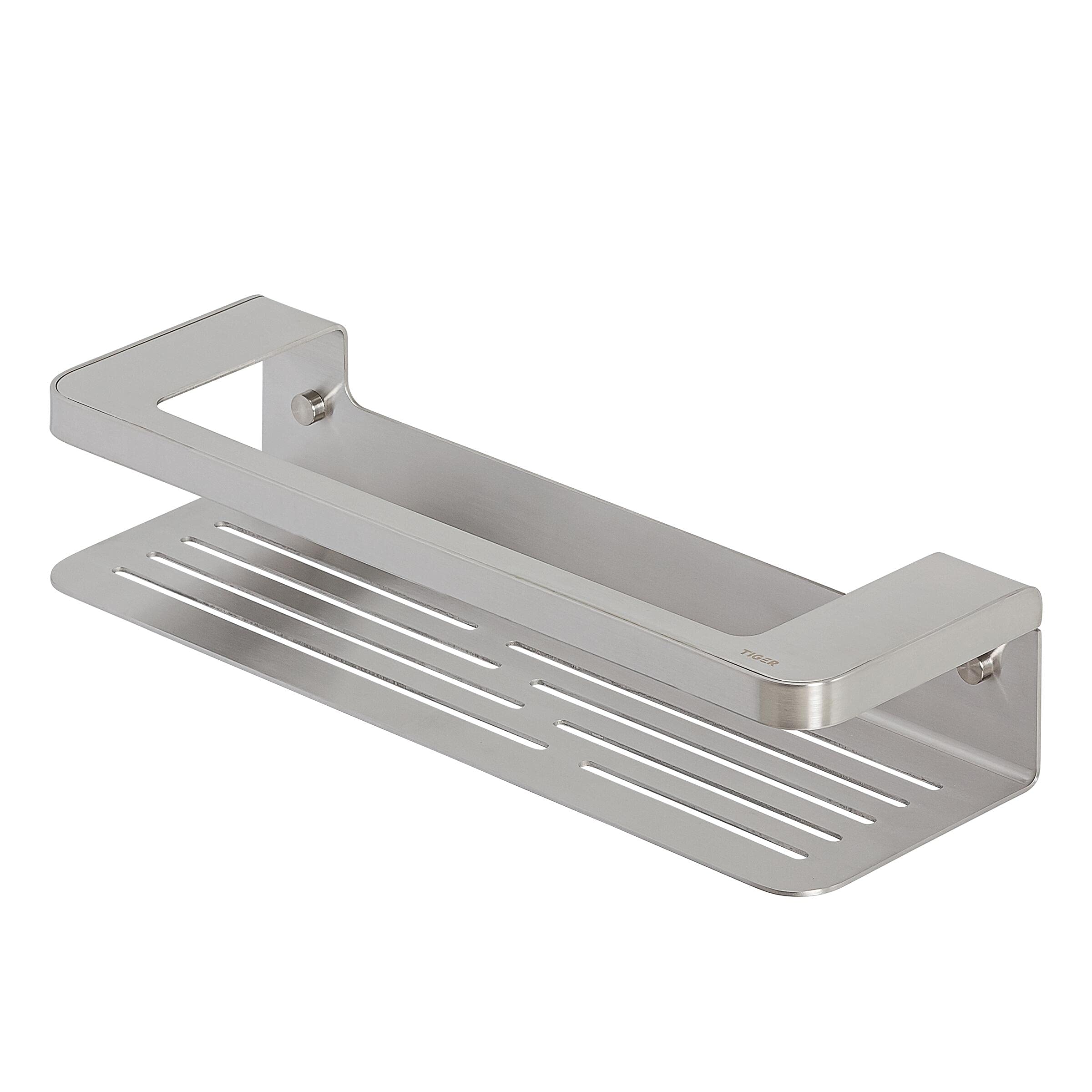 TIGER Caddy Cestello Doccia/Porta Salviette, Acciaio Inox Spazzolato, 35 cm