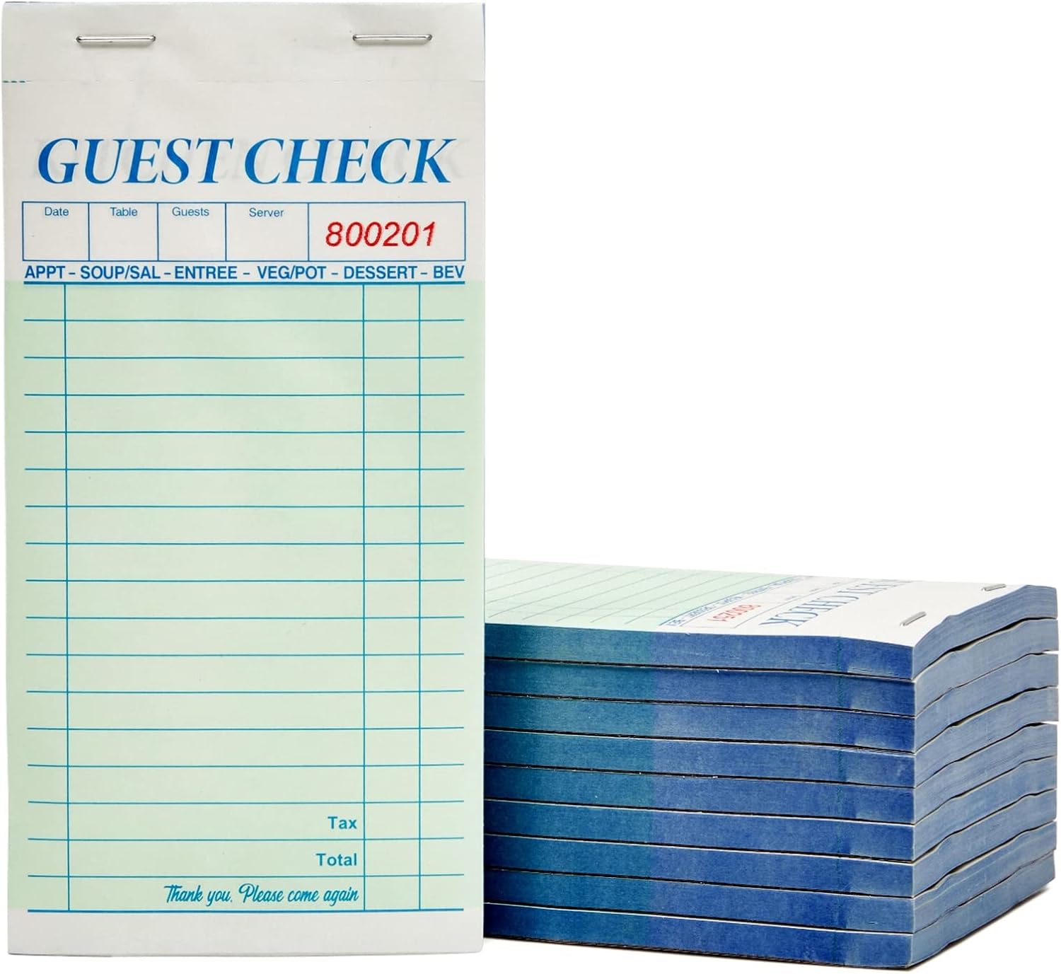Juvale 10 Pack Restaurant Order Pads for Servers, Guest Check Pads for Waiter, Waitress, 2-Part Carbonless, 50 Sets/Book (3.4 x 7 in) : Industrial & Scientific