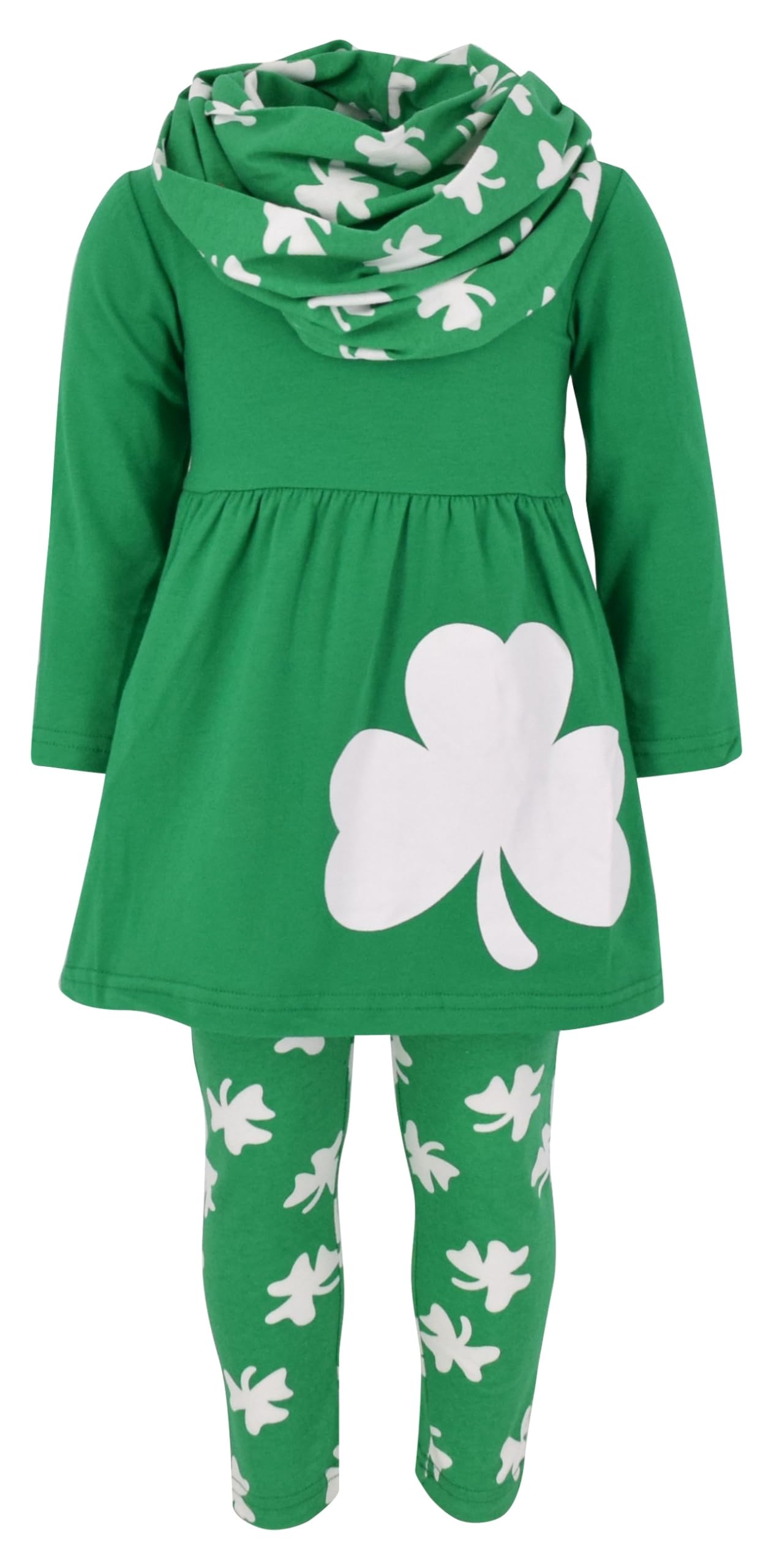 Unique Baby Girls Kids Toddler 3pc Outfit Set Long Sleeve Soft Knit Tunic Top Leggings and Scarf