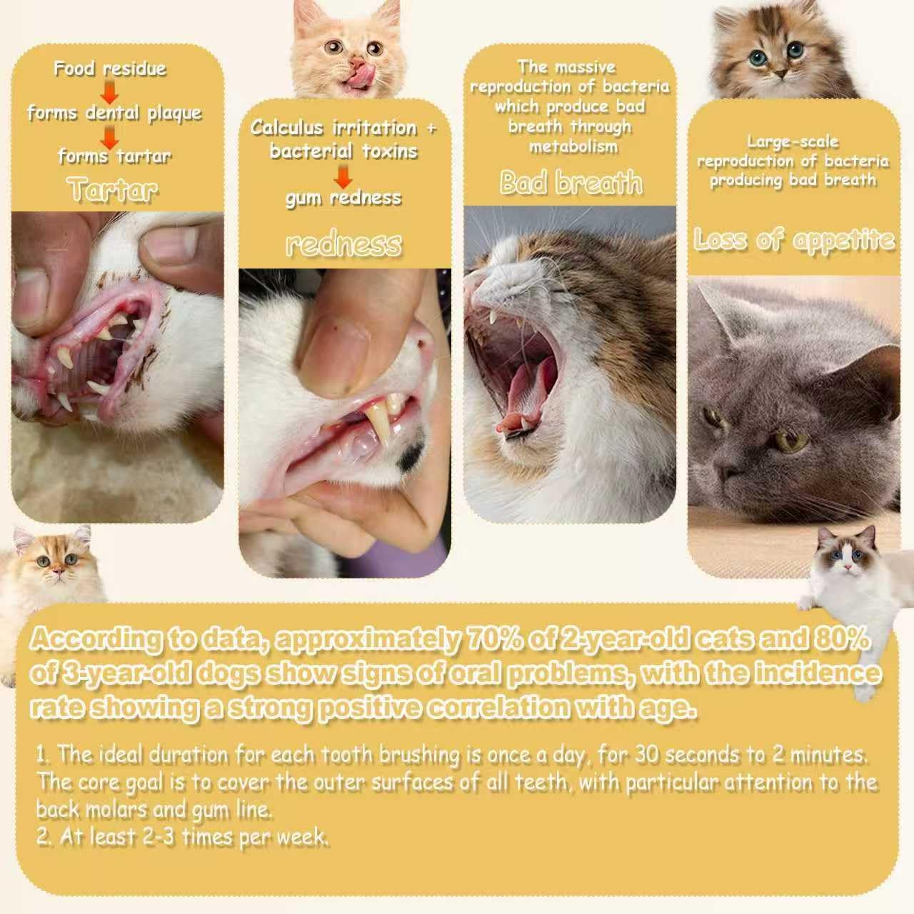 CGO 360° Soft Silicone Dog Cat Toothbrush, Easy to Use, 3 Individually Packed