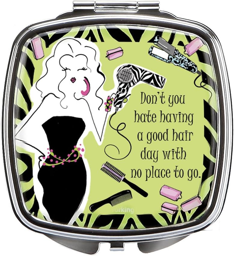 CR Gibson Compact Personal Makeup Mirror, Good Hair Day