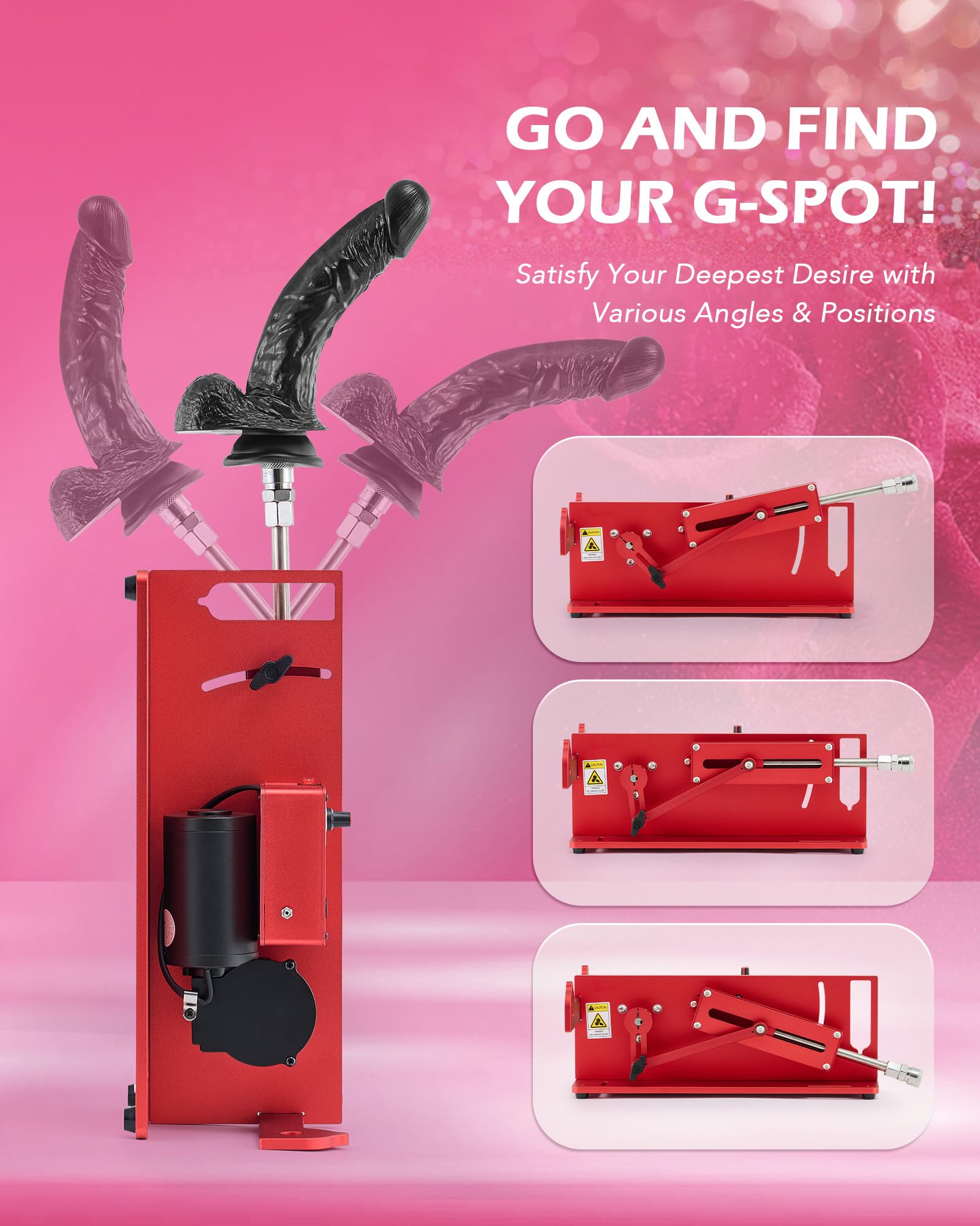 Y-NOT APP Controlled Automatic Thrusting Machine, Electric Dildo Machine with 14 Speeds & 6 Modes for Women Men Couples, Adjustable Adult Sex Toy with Attachments for Vaginal Anal Masturbation, Black: Red Remote Control