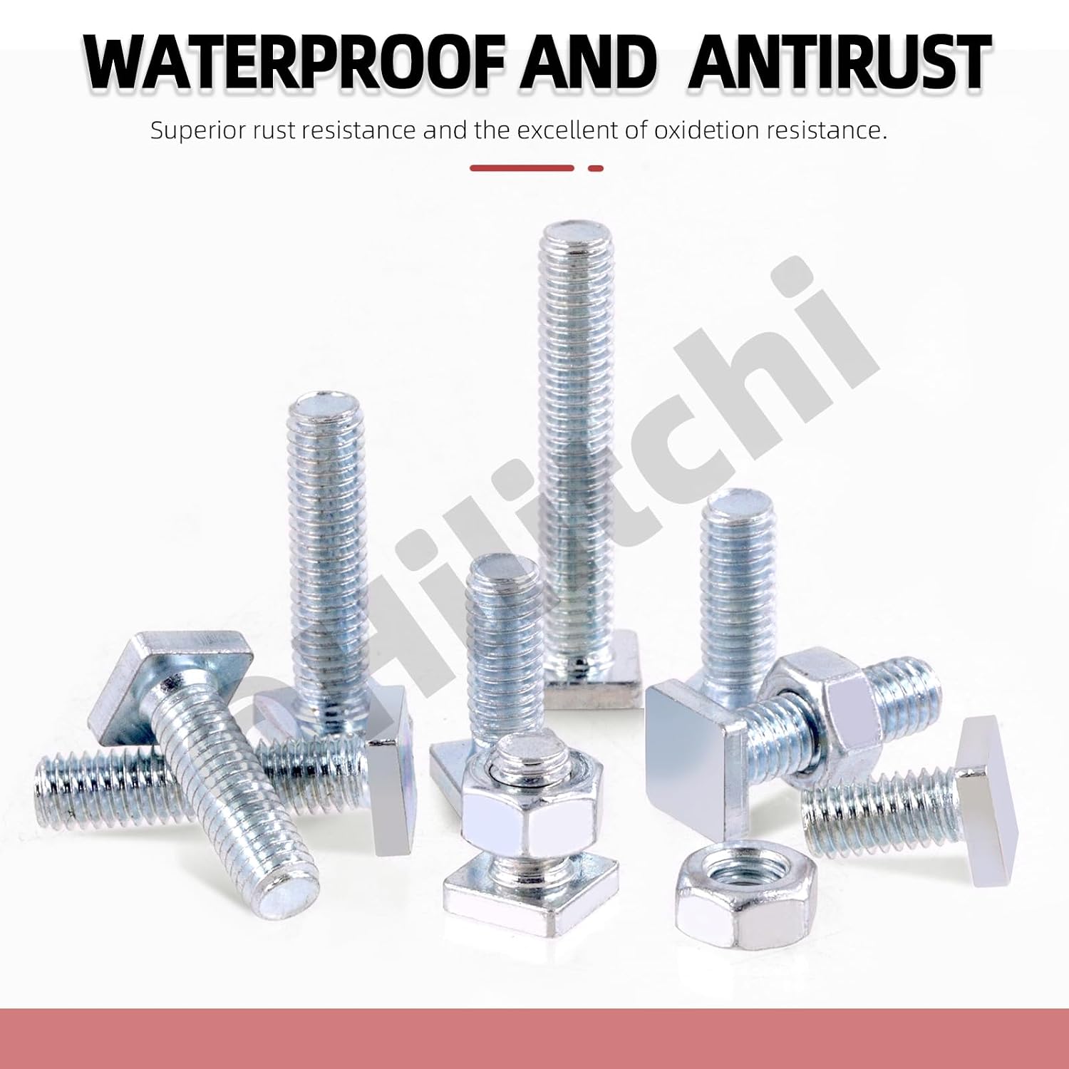Hilitchi 90PCS 6 Sizes Square Head Bolt Assortment Kit M6 x 10/12/16/20/25/35mm Blue White Zinc Square Machine Screws with Hex Nut Fully Thread Grade 4.8 Square Machine Screws Bolt for Machinery