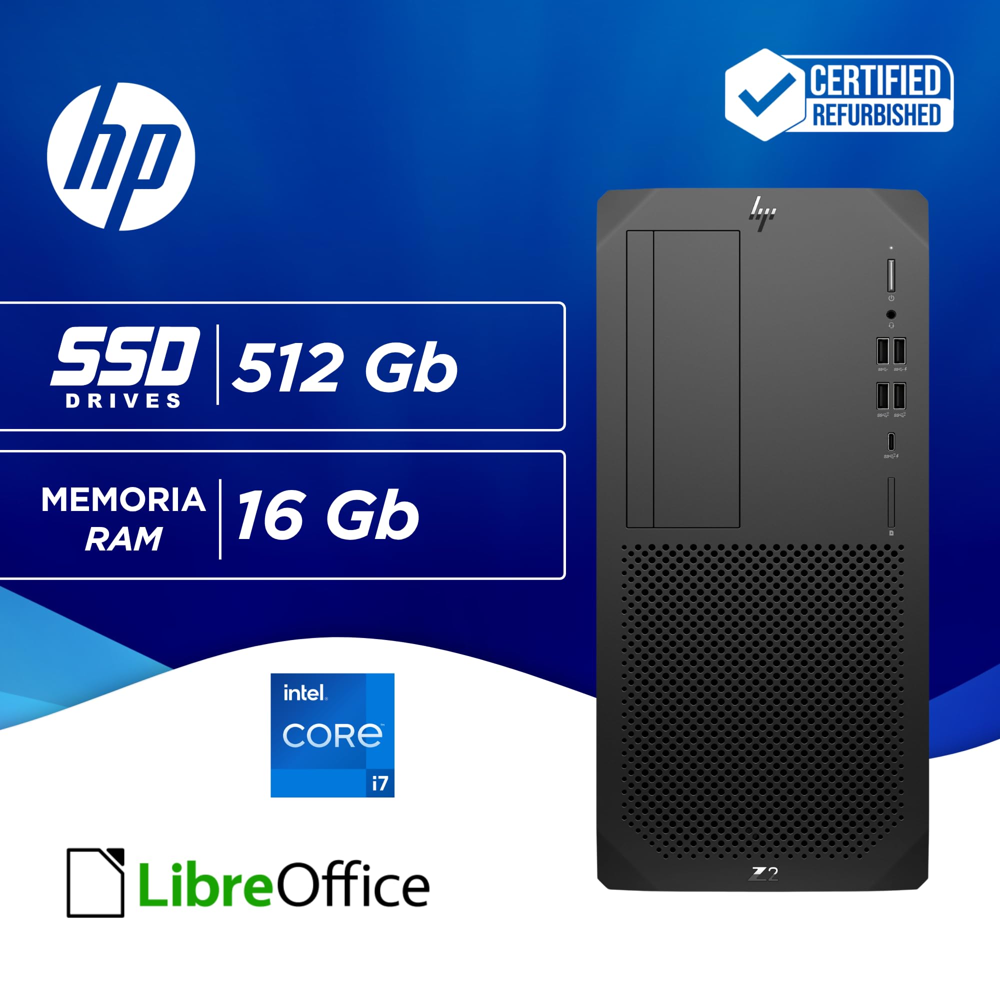 HP Z2 Tower G5 Workstation – Intel i7-10700 8 Core 2.90GHz – Ram 16Gb SSD 512Gb – GTX 1070 8GB – Pc Desktop Pronto all'uso con Windows 11 Pro (Ricondizionato)