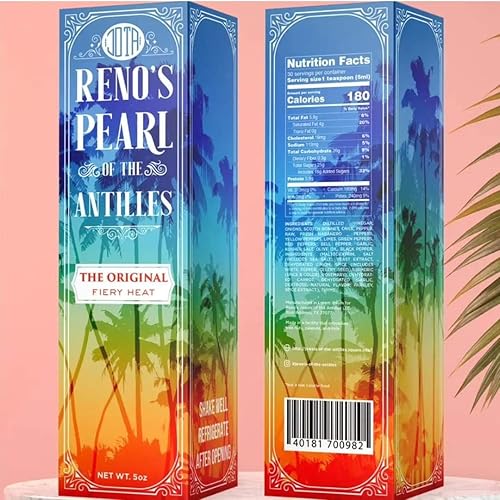 Miniatura 8 de Reno's Pearl of the Antilles, Gourmet, Nostálgico Estilo Caribeño Salsa Picante, Sabor Haitiano Original, Bonnett Escocés y Habanero, Fiery Heat