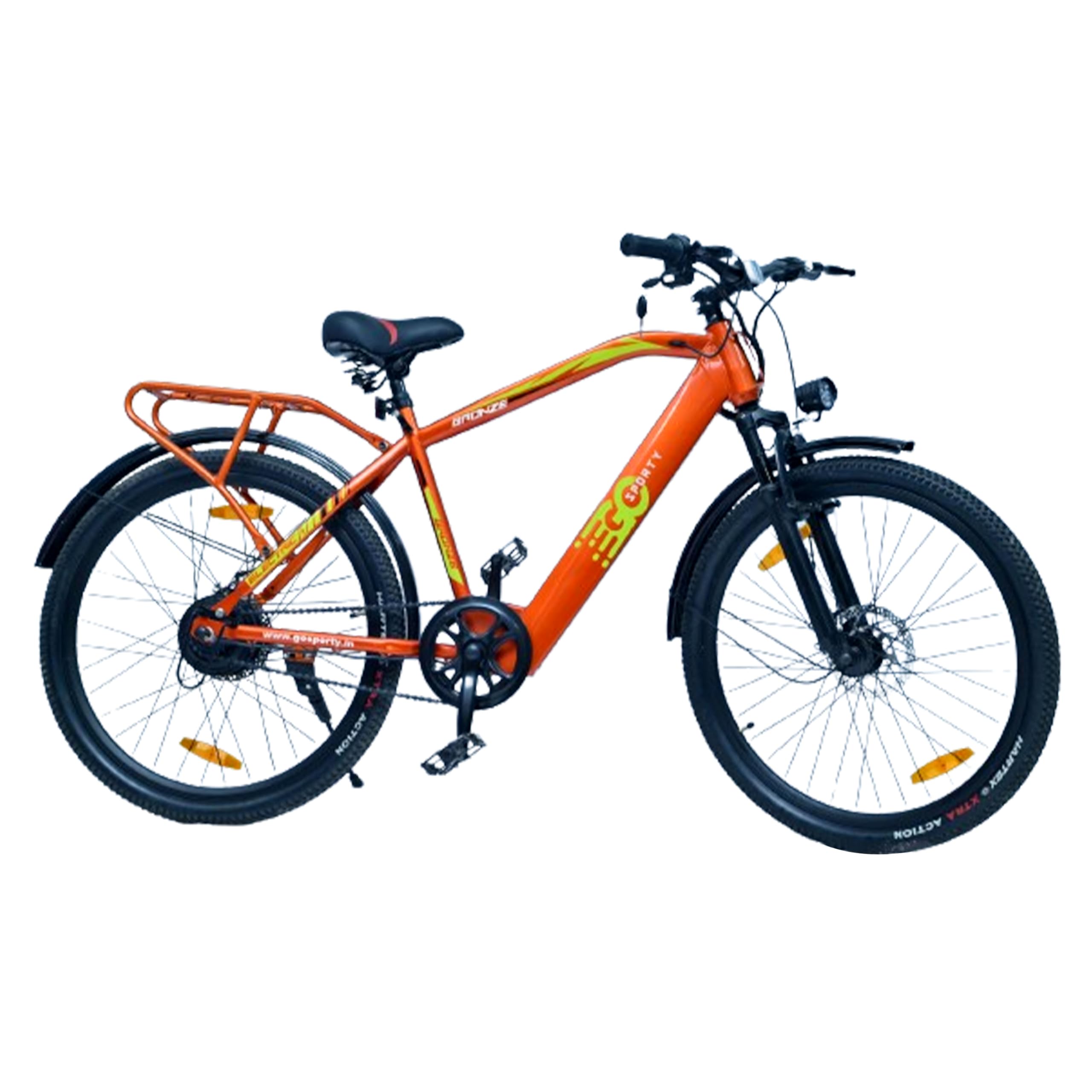 GOSPORTY Lightweight Electric Cycle with LED Display, Dual Disc Brakes, High-Traction Tyres, Long-Lasting Battery with 30+ Km Range | Easy-to-Ride E-Cycle (Orange & Black V-2) (B0CS3NCV2V) Amazon Price History, Amazon Price Tracker