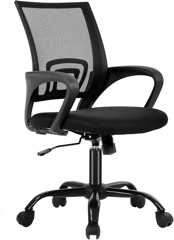 Ergonomic Office Chair Home Desk Chair Task Mesh Computer Chair Gaming with Back Lumbar Support Armrest Modern Swivel Modern Adjustable Rolling Executive Mesh Chair for Women Men (Black) | with Lumbar Support & Adjustable Height | Breathable Mid-Back Design & High Density Sponge | For Home, Office