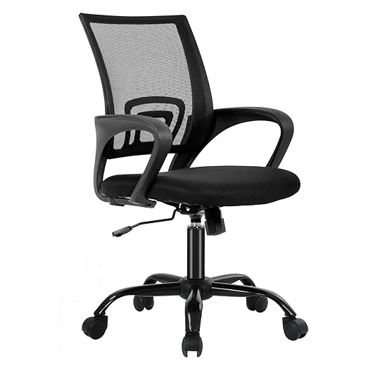 Office Chair Ergonomic Cheap Desk Chair Mesh Computer Chair Lumbar Support Modern Executive Adjustable Stool Rolling Swivel Chair for Back Pain, Black