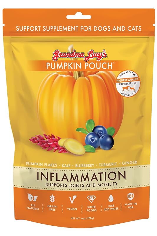 Alimento complementar liofilizado para cães e gatos com abóbora, cúrcuma e gengibre grandma lucy's 170 g