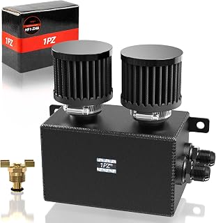 1PZ HF1-ZH8 Universal Aluminum AN10 1.2L Twin Baffle Dual Filter Engine Oil Catch Can Tank With 2 Air Filters Oil Catch Reservoir Tank Can Breather Kit Black