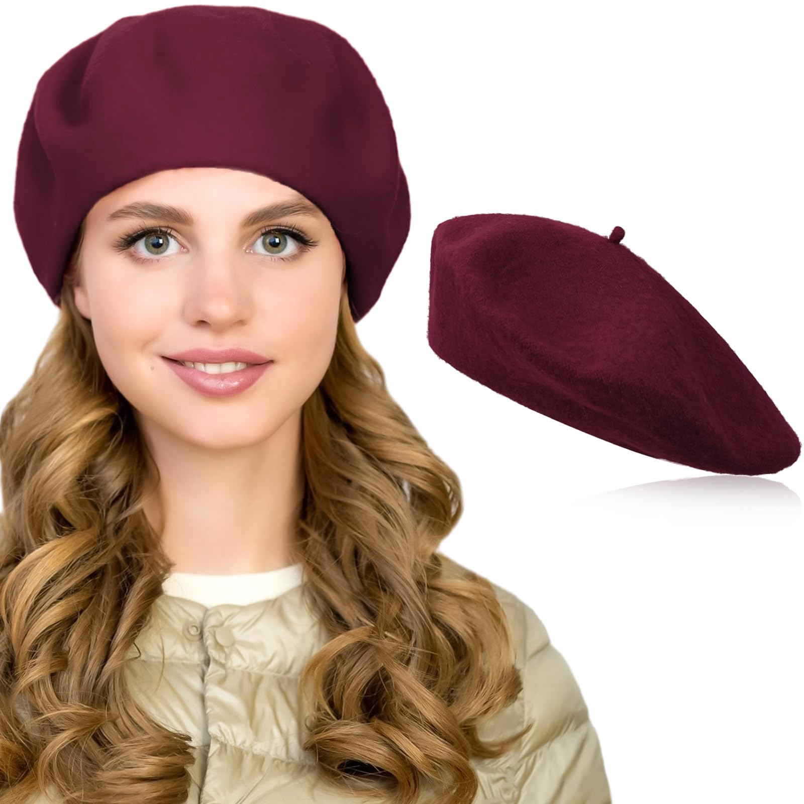 Dames Baret | Fashion Franse baret | Crème kleur | 100% wol | Hoofdaccessoires dames