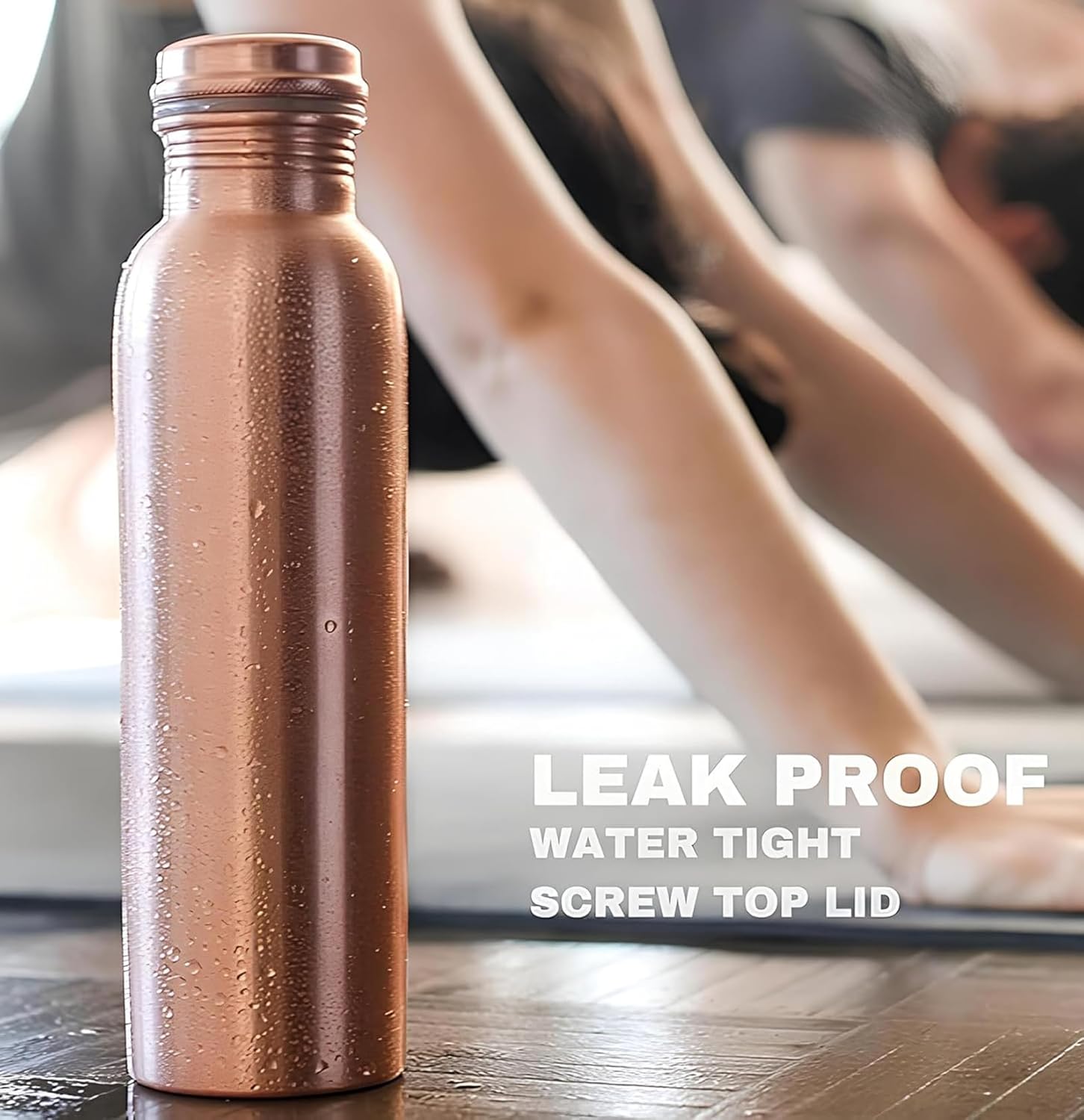 Pack of 2 Ayurvedic Pure Copper Drinking Water Bottle Leak Proof 32 OZ/950 M Boosts Immunity for Sports, Yoga, Travel & Daily Use
