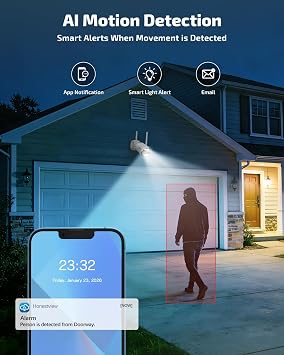 130Wide Angle & Two-Way AudioWireless Security Camera System Outdoor, WiFi Cameras Systems,Video Surveillance DVR Kits