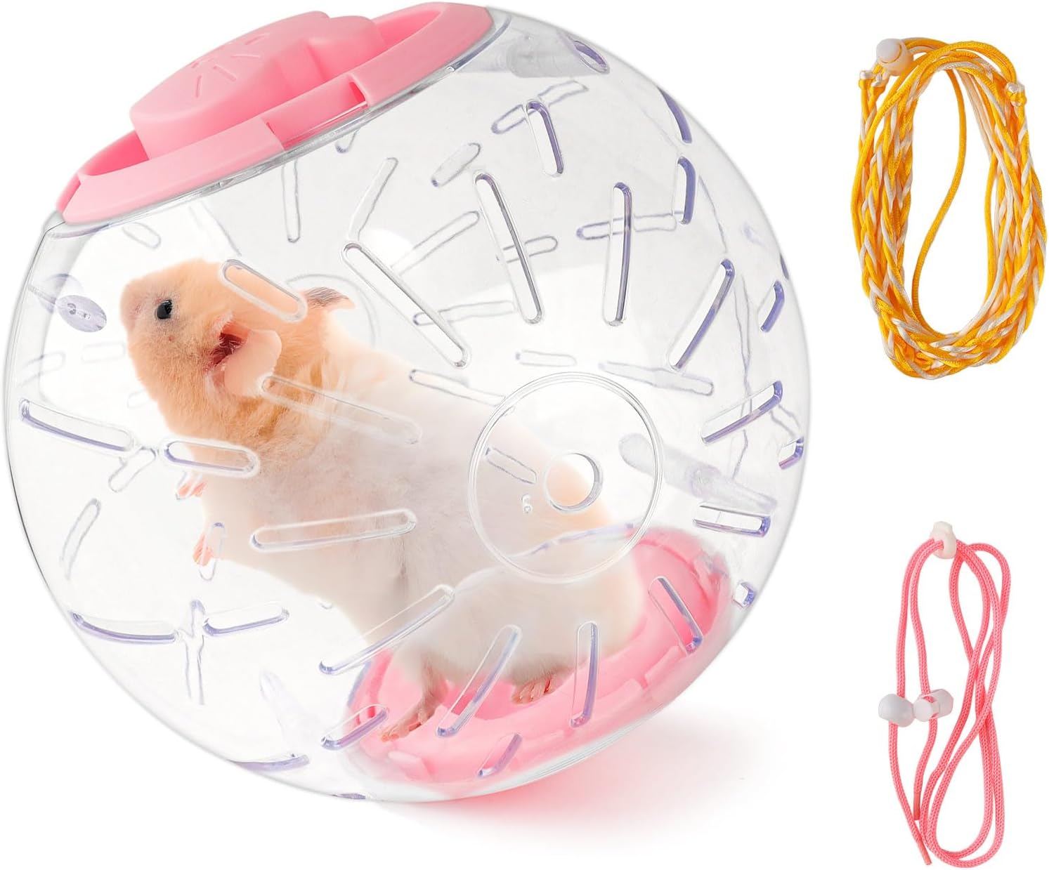 7.1inch Hamster Exercise Ball, Hamster Transparent Running Ball with Traction Rope and Back Rope, Hamster Cage Accessories for Hamsters to Reduce Boredom and Increase Activity