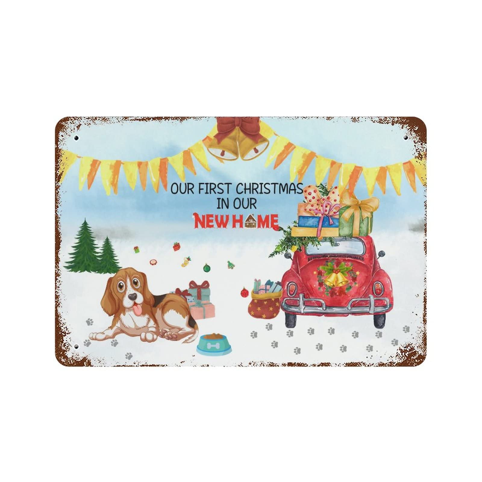 Panneau en étain Christmas à offrir comme cadeau de pendaison de crémaillère pour un nouveau foyer