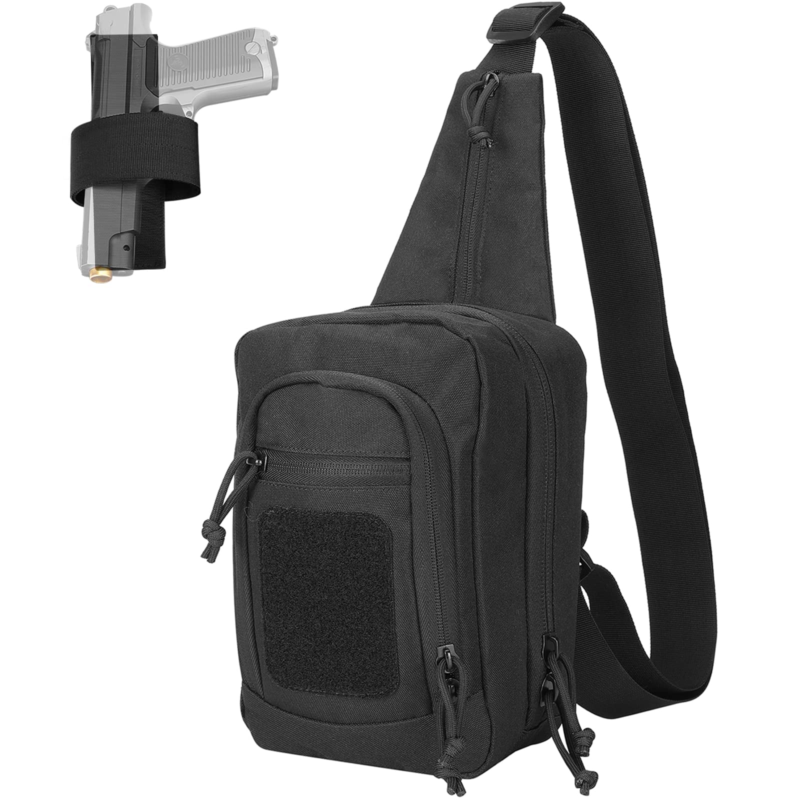 ProCase Tactical Sling Pistol Bag Concealed Carry, Shoulder Chest EDC CCW Pack for Handgun Outdoor Range Backpack -Black