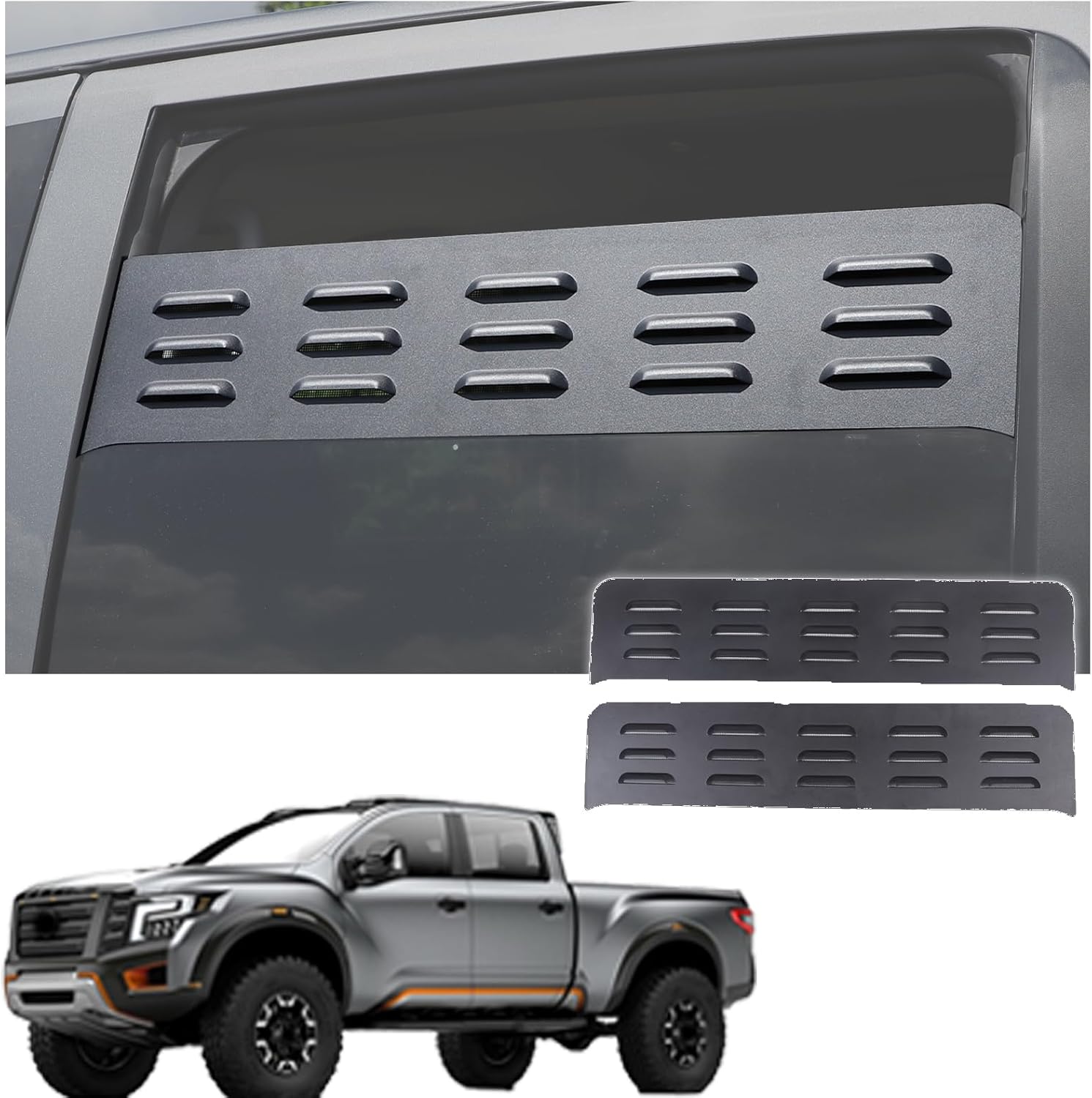 HAPPYHORSE Window Ventilation Vents Compatible with Nissan Titan 2016-2023 Automotive Rear Doors and Windows Vent Screens, Safety Windows Vent Blinds Accessories