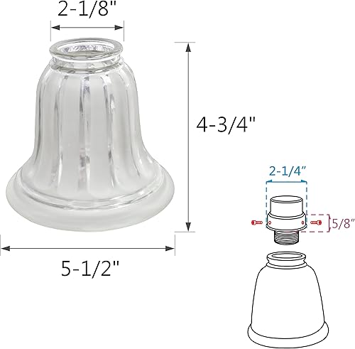 Miniatura 5 de Aspen Creative 23082-4 Pantalla de cristal de repuesto para ventilador de techo transparente y arenado. 2-1/8 pulgadas de tamaño de ajuste x 5-3/8