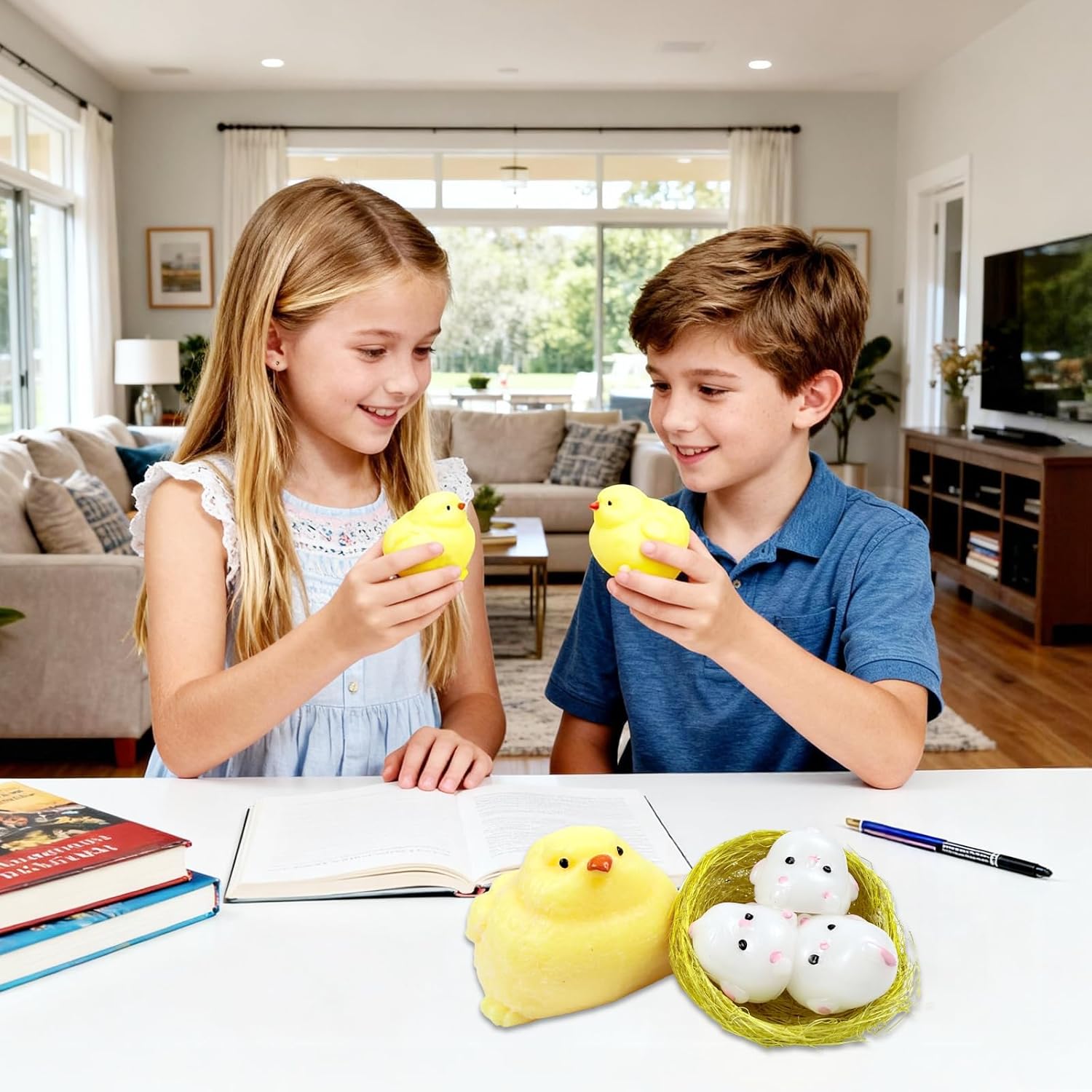 4Pcs Taba Squishy Chicken Shape Toys, Handmade Chick Squishy Toys, Anxiety Relief Sensory Fidget Toys，Stress Relief Toys Adults & Children's Anxiety Stress Relief Toys