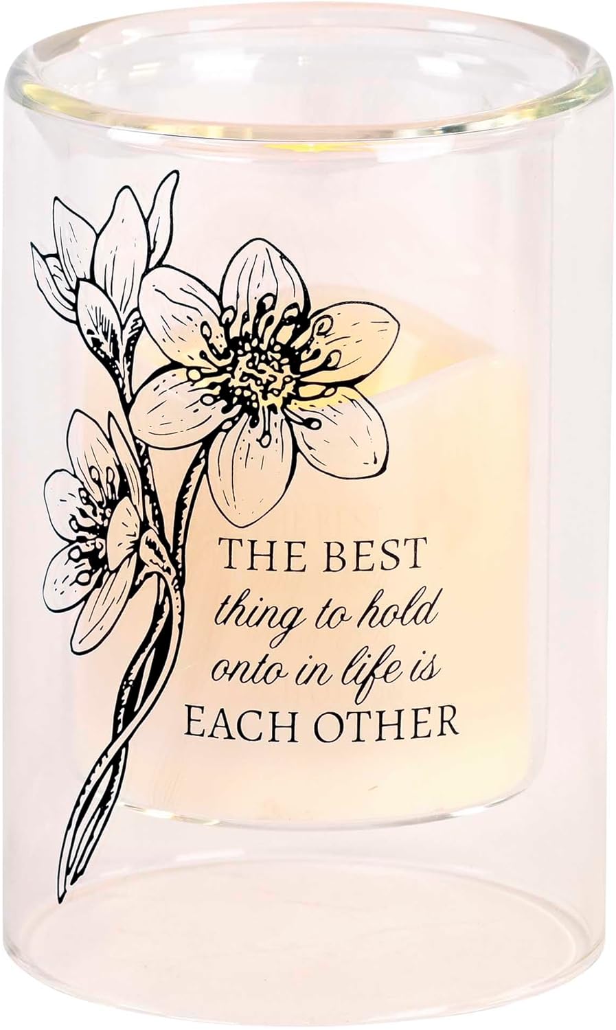 Elanze Designs Abundantly Blessed - Our Lord Above - Black/Clear 6 x 4 Inch Glass Votive Candle Holder