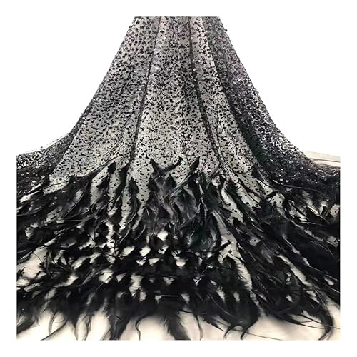 Lace Fabric 5 Yards Feather Sequin by the Yard Mesh