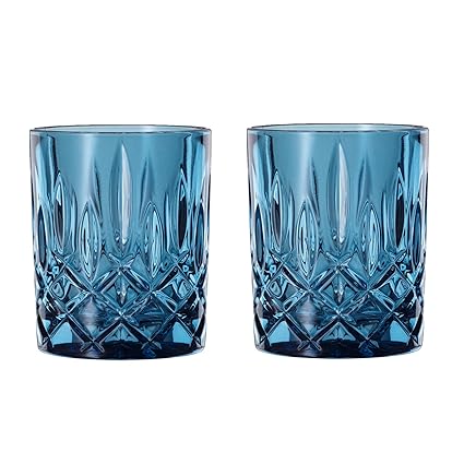 Nachtmann Noblesse Collection 4 - ? Whiskey Tumbler, Made of Fine Crystal Glass, Glass for Bourbon, Whiskey, & Other Beverages, 10.4-Ounces, Dishwasher Safe, Set of 2 (Vintage Blue)