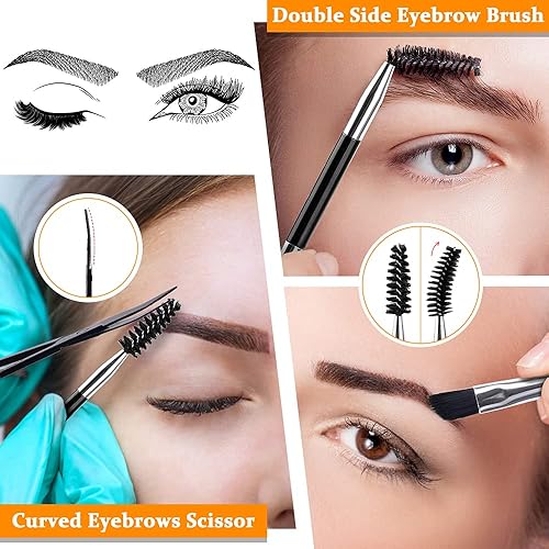 Miniatura 4 de TsMADDTs - Juego de 6 pinzas para cejas pinzas de precisión para cejas con tijeras curvadas para cabello encarnado herramientas de belleza diarias