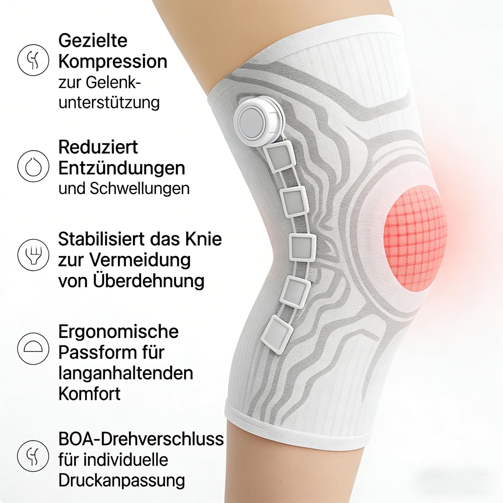 VILAO Kniebandage mit Drehverschluss, Patellarschutz, 3D-Kompression & Rutschfest für Alltag, Arbeit, Laufen, Fitness und weitere Sportarten (2 Schwarz,XXL)
