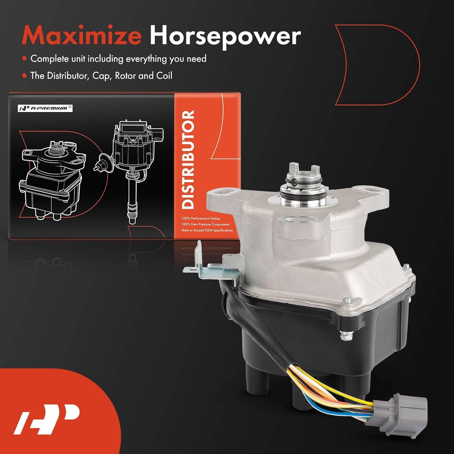 A-Premium Ignition Distributor with Cap and Rotor Compatible with Honda Civic 1999-2000 1.6L