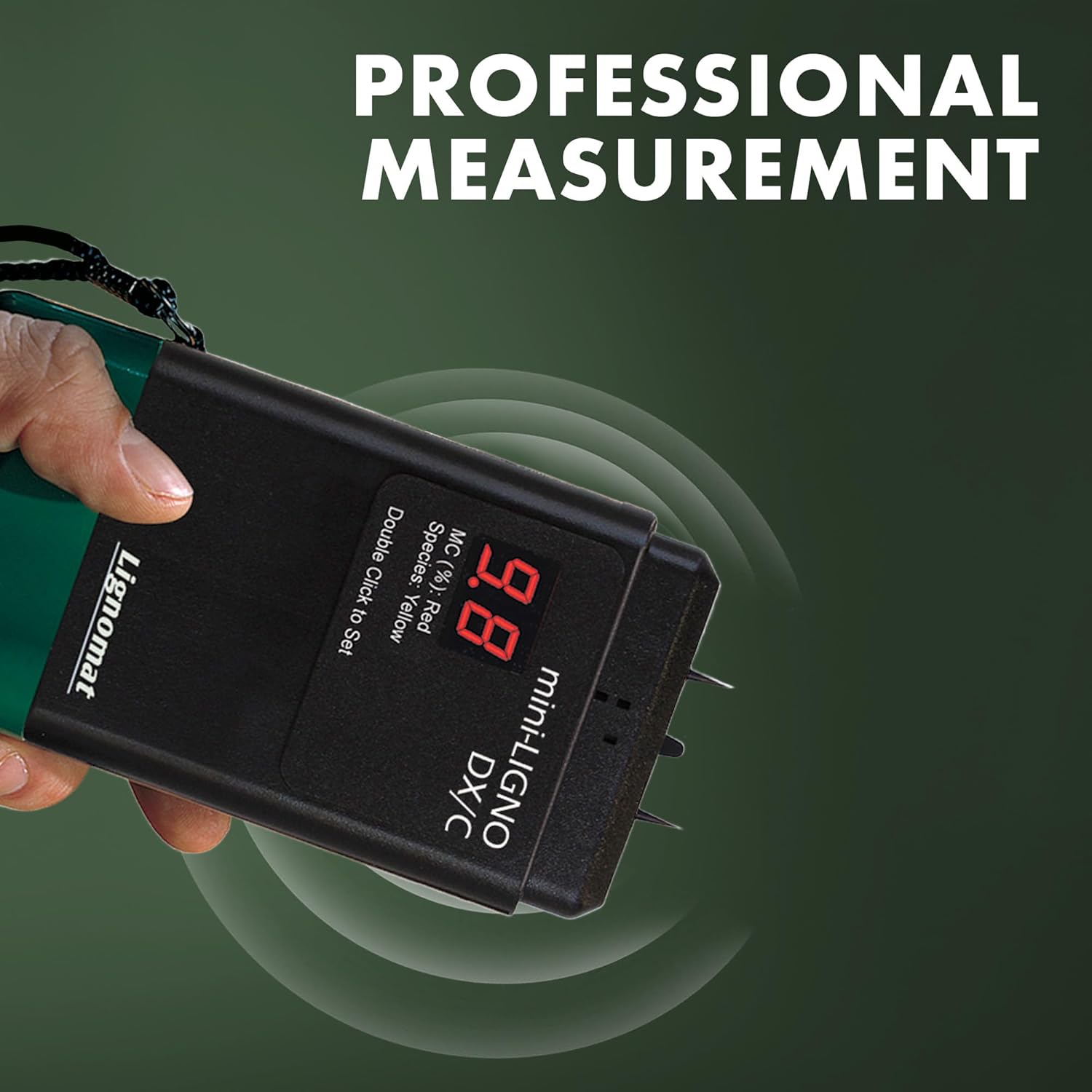 mini-Ligno DX/C - Professional Pin Type Wood Moisture Meter for Firewood, Concrete, Subfloors, OSB, Drywall, Flooring with LED Display & 46 Settings Portable Mold Detector
