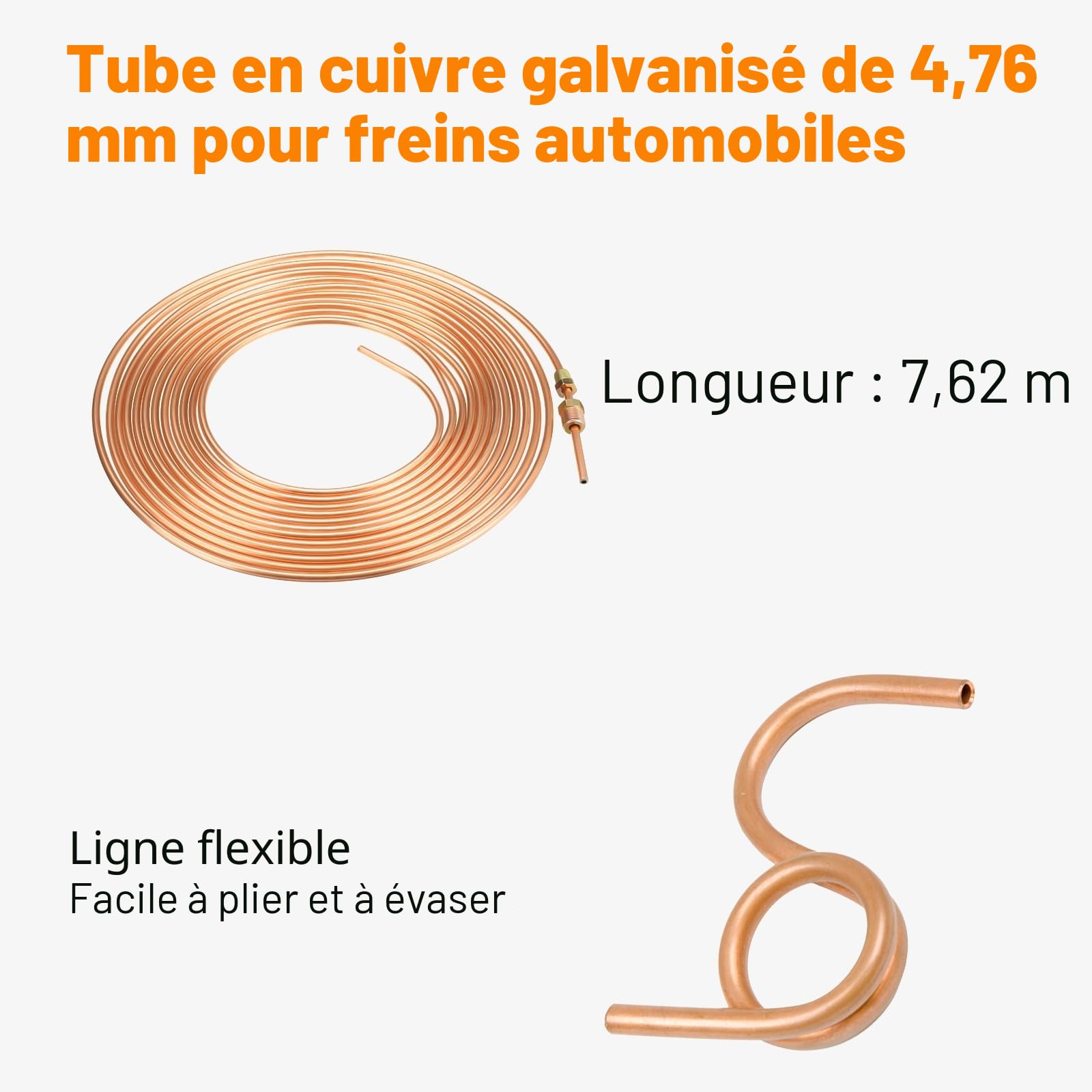 RUIZHI Kit D'évasement Universel pour Conduites de Frein, 7,62m Ø4,75mm Conduite de Frein avec 16 Connecteurs +5 Raccords, pour Conduites de Frein ou Hydrauliques