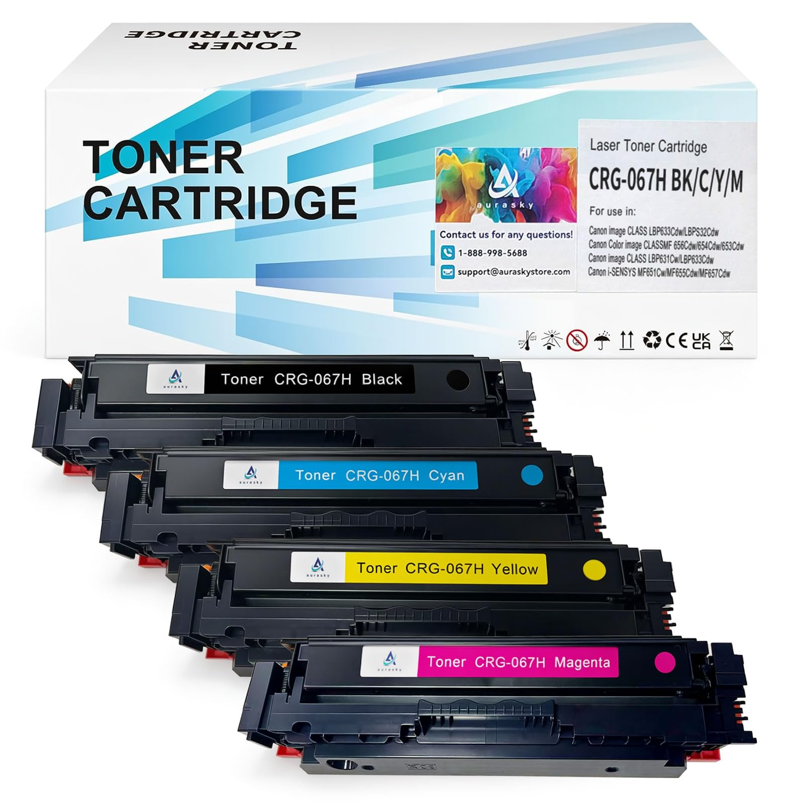 067H High Capacity Compatible Toner Cartridges Replacement for Canon 067H 067 Works with Canon Color imageCLASS MF650C LBP630C Series MF653Cdw MF654Cdw MF656Cdw LBP632Cdw LBP633Cdw 4-Pack Color