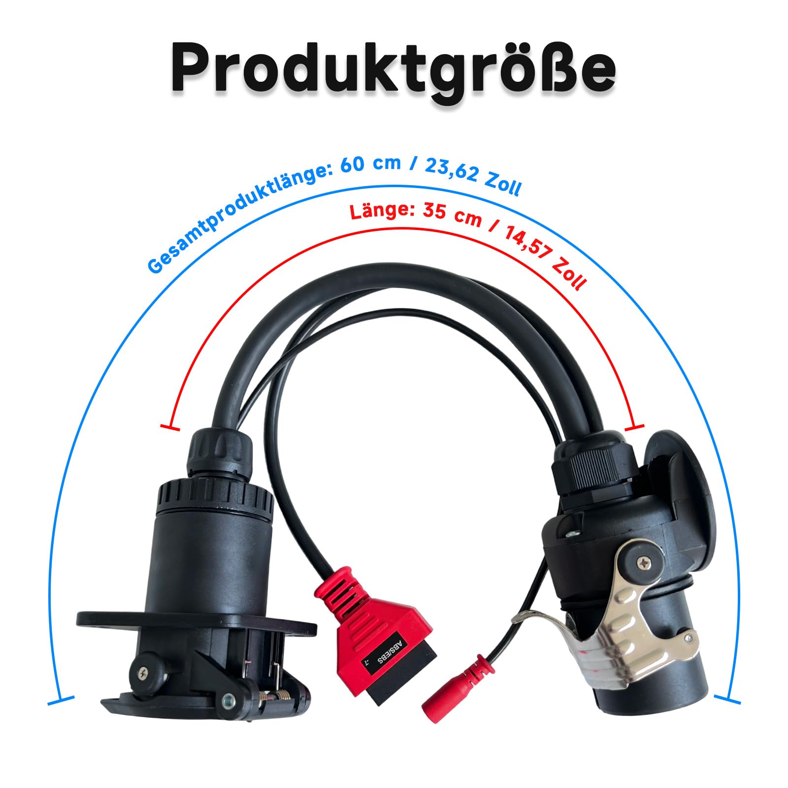 ISO 7638 7-polig (EBS/ABS) Adapter,Anhänger und LKW Diagnosekabel | zum Anschluss für Anhängerdiagnose,für Bo-sch und schwere Nutzfahrzeuge OBD2 LKW Scanner unterstützt K-Line,CAN,CAN 5V