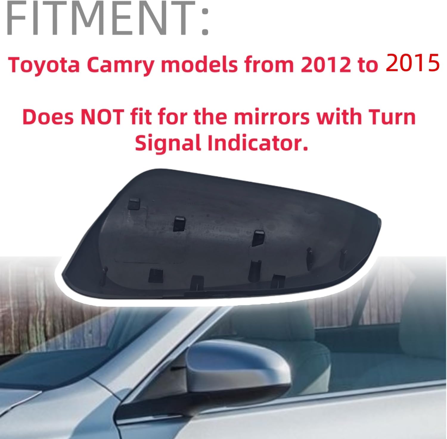 Mirror Cover Caps Fit For Toyota Camry 2012-2015, Side Mirror Accessories for Toyota Camry, 2-Piece Set (BLACK)