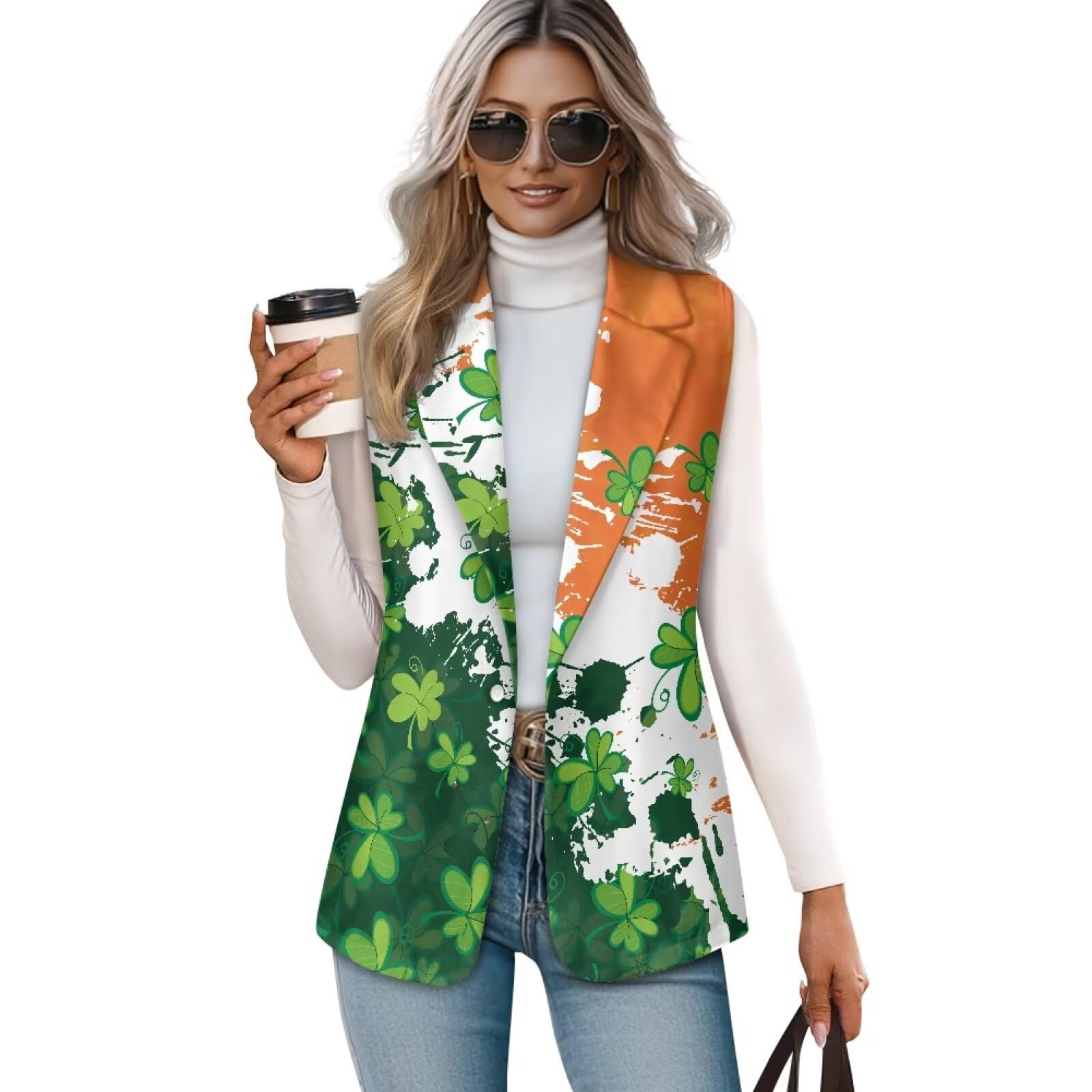 Womens Sleeveless Dressy Suit Vest Waistcoat Casual Vest Tops Mid Long Blazer Jackets Suit Vest for Women Trendy