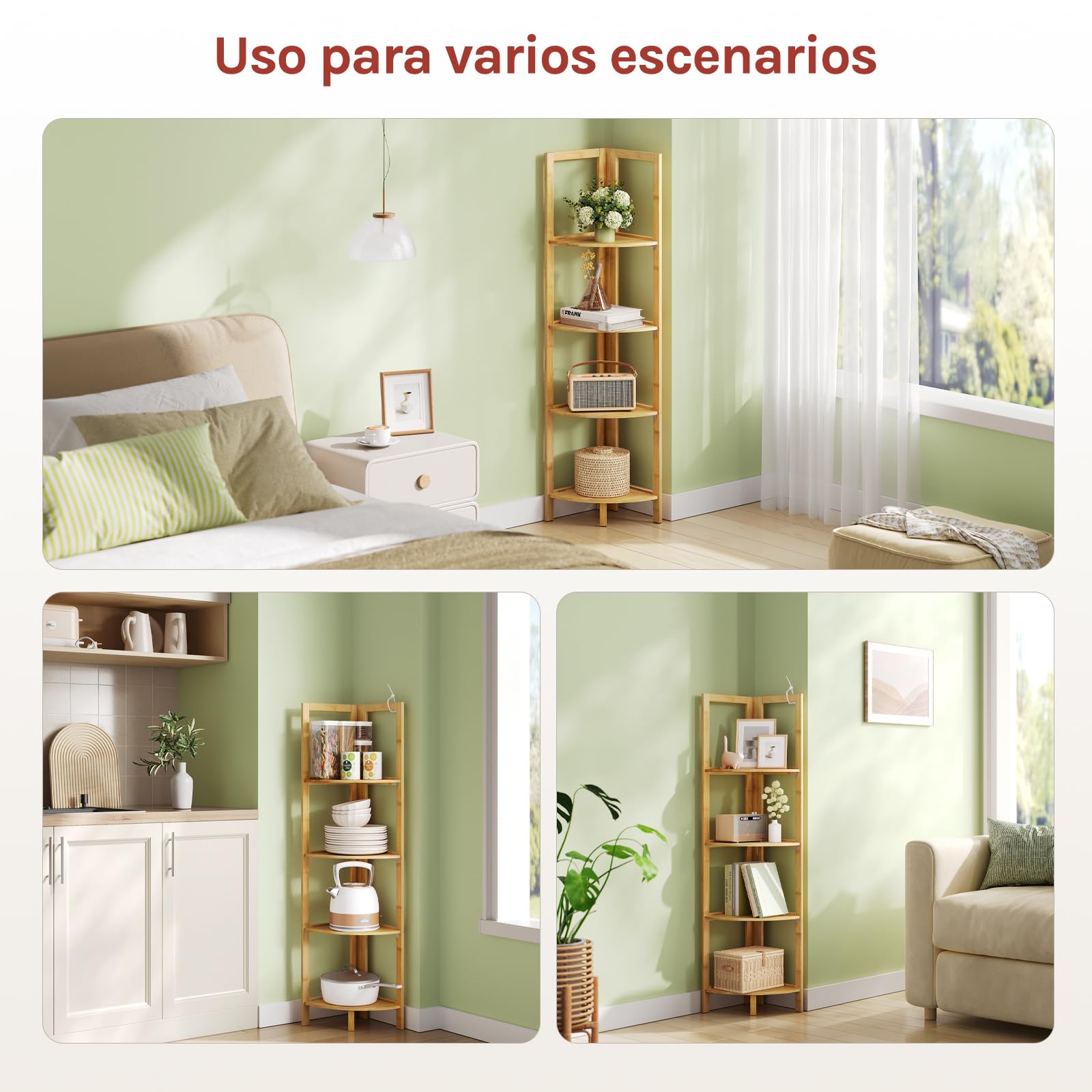 WOLTU Estantería Bambu de Baño de 4 Niveles, Estanteria Esquina Plegable de Almacenaje y Decoración Antihumedad y Transpirable, para Baño/Cocina/Salón, 27x27x120 cm