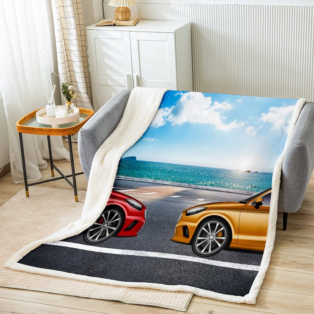 Amazon.com: Racing Car Sherpa Blanket Extreme Speed Sports Themed Fleece  Throw Blanket for Kids Boys Girls Red Yellow Speed Car Decor Fuzzy Blanket  for Sofa Bed Couch Competition,Throw 50x60 Inches : Home