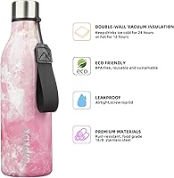 Vista 106 de BJPKPK Botellas de agua aisladas, botella de agua de metal de acero inoxidable de 18 onzas con correa, termo a prueba de fugas sin BPA, tazas