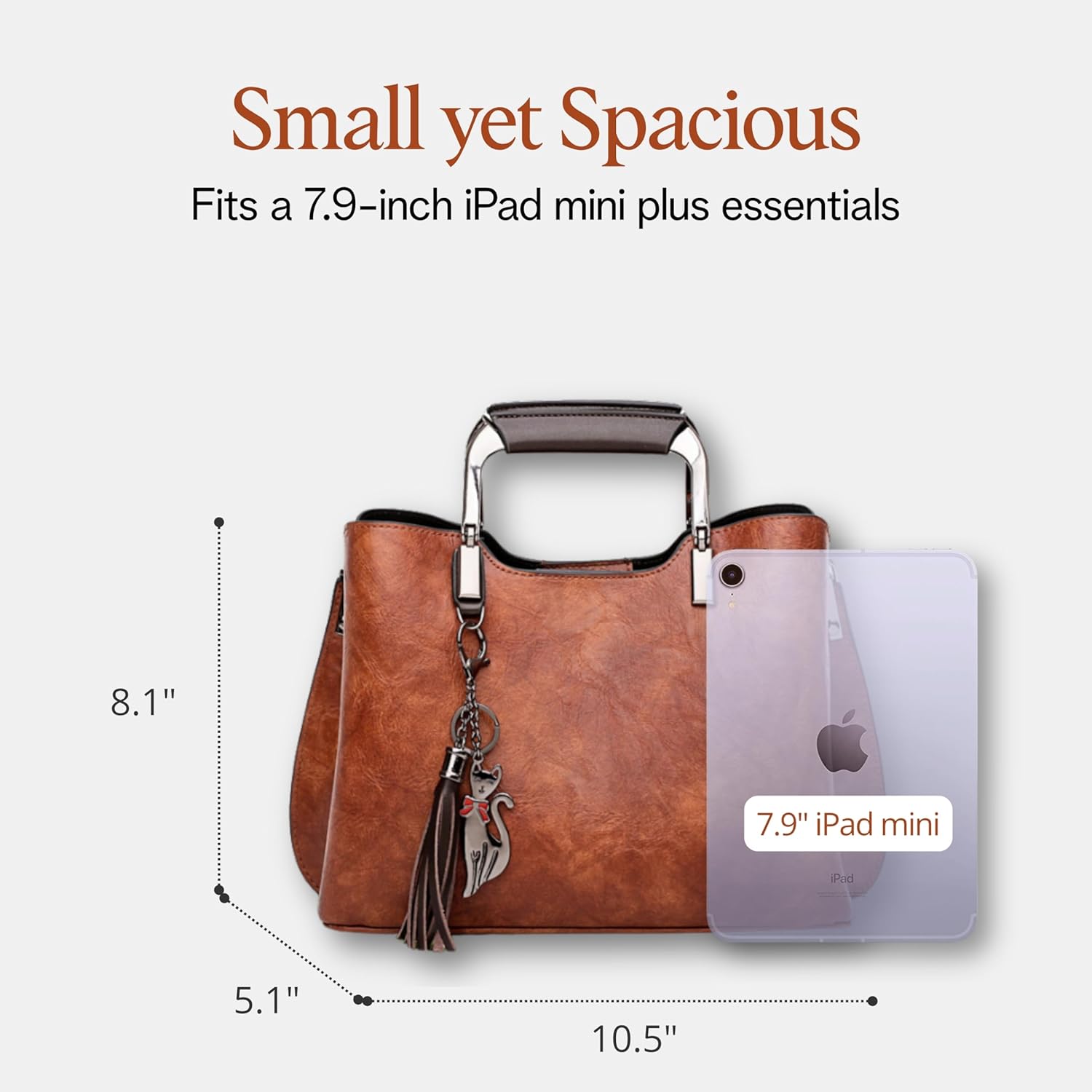 Mothers Day Gift, Small Vegan Leather Purses for Women, Faux Leather Handbags for women, Top Handle Handbags | Vegan Leather, Water Resistant, Charms, Light Weight, Zippers