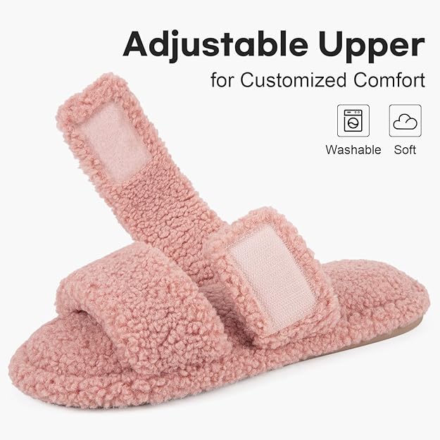 FamilyFairy Open Toe Slippers for Women Adjustable Memory