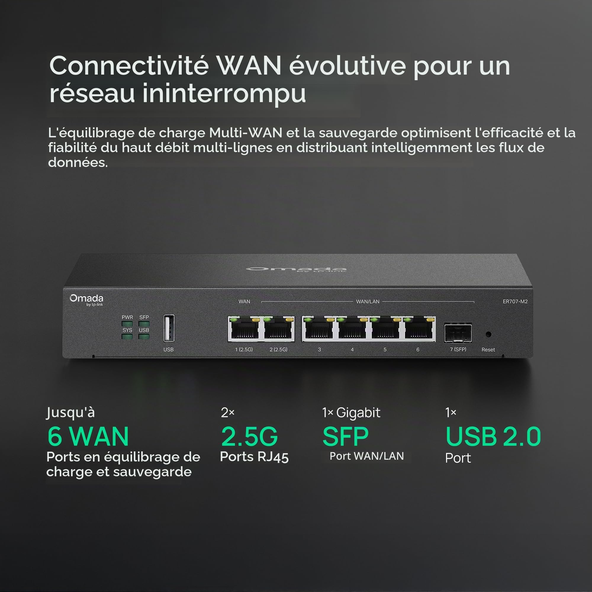 TP-Link Omada Multi-Gigabit VPN Router (ER707-M2) - Up to 6 WAN Ports & Load Balance, High - Security VPN, SSL/IPSec/GER§ /PP