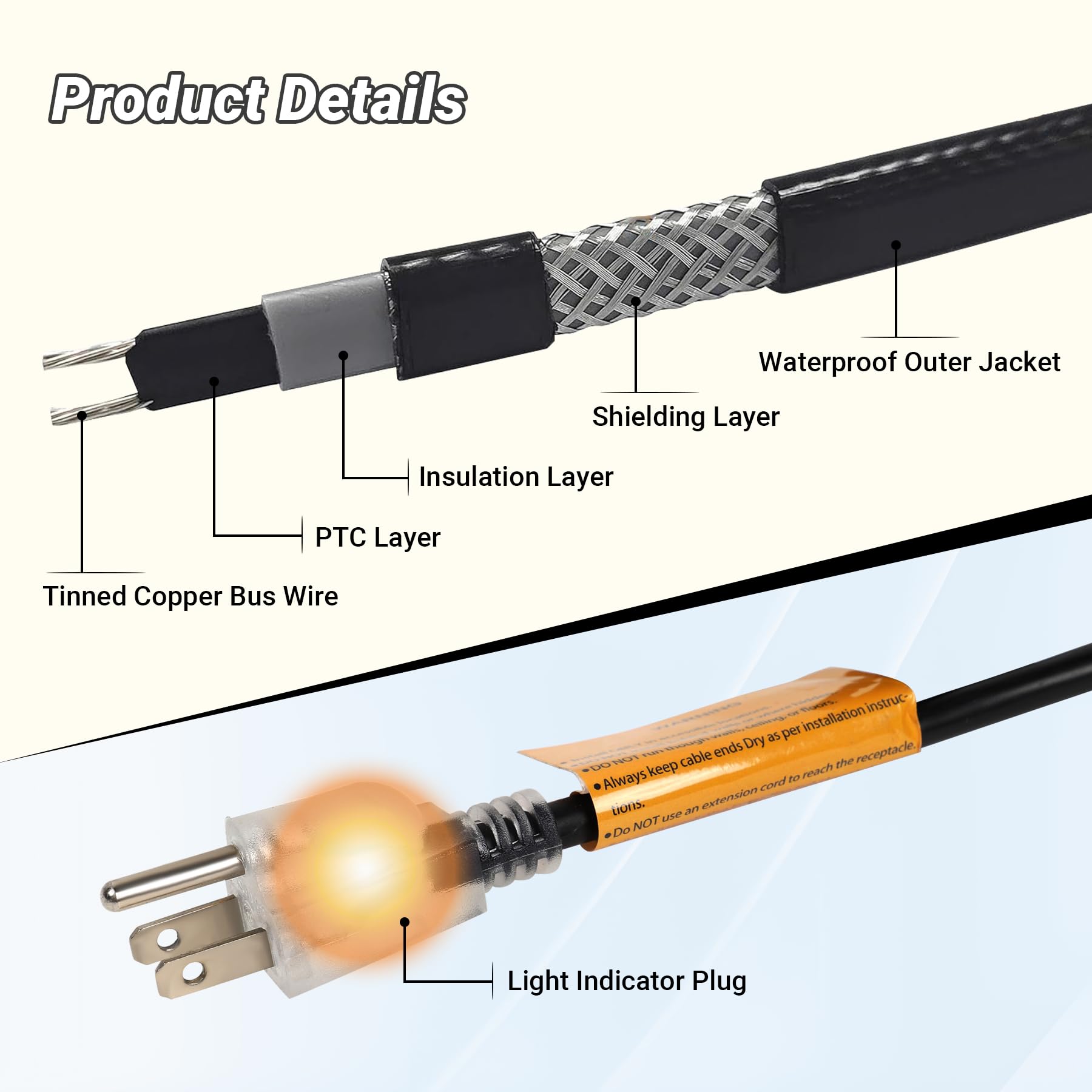 YeloDeer Gutter Heat Cable - Self-Regulating Roof De-Icing - View #9