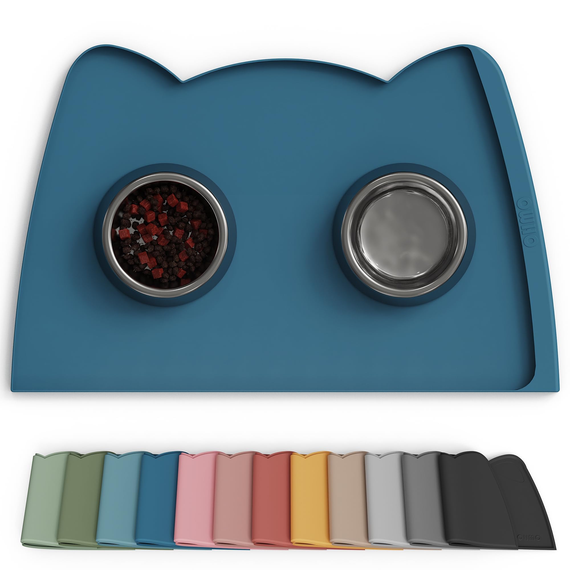 OHMO Cat Food Mat(60x38cm) Silicone Waterproof Dog Bowl Mat, Non-Skid Large Dog Food Mat,Pet Feeding Mat for Food and Water, Easy to Clean Pet Placemat