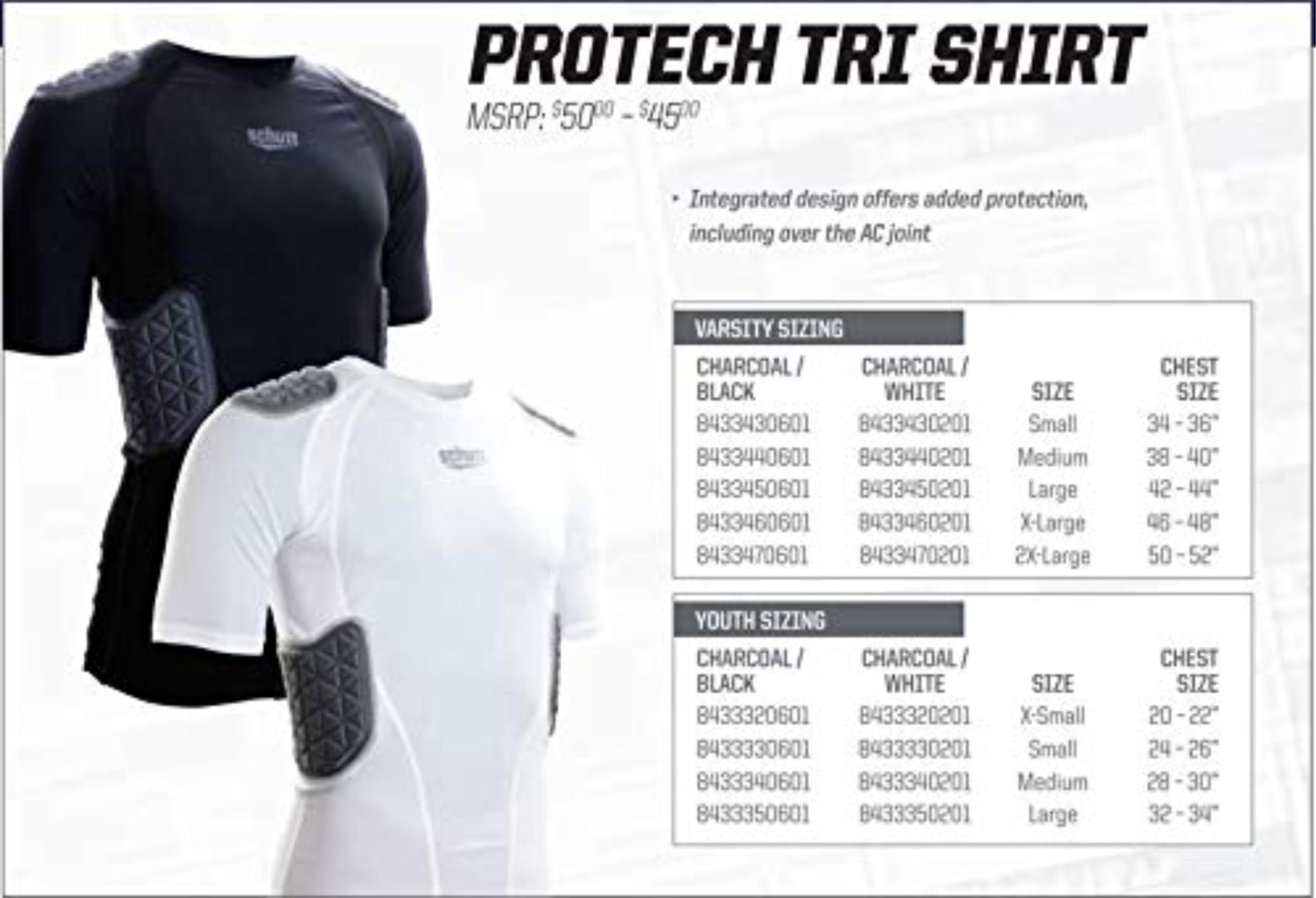 Schutt ProTech Youth All-in-One Football Padded Compression Shirt with Integrated Pads (US, Alpha, Small, Regular, Black)