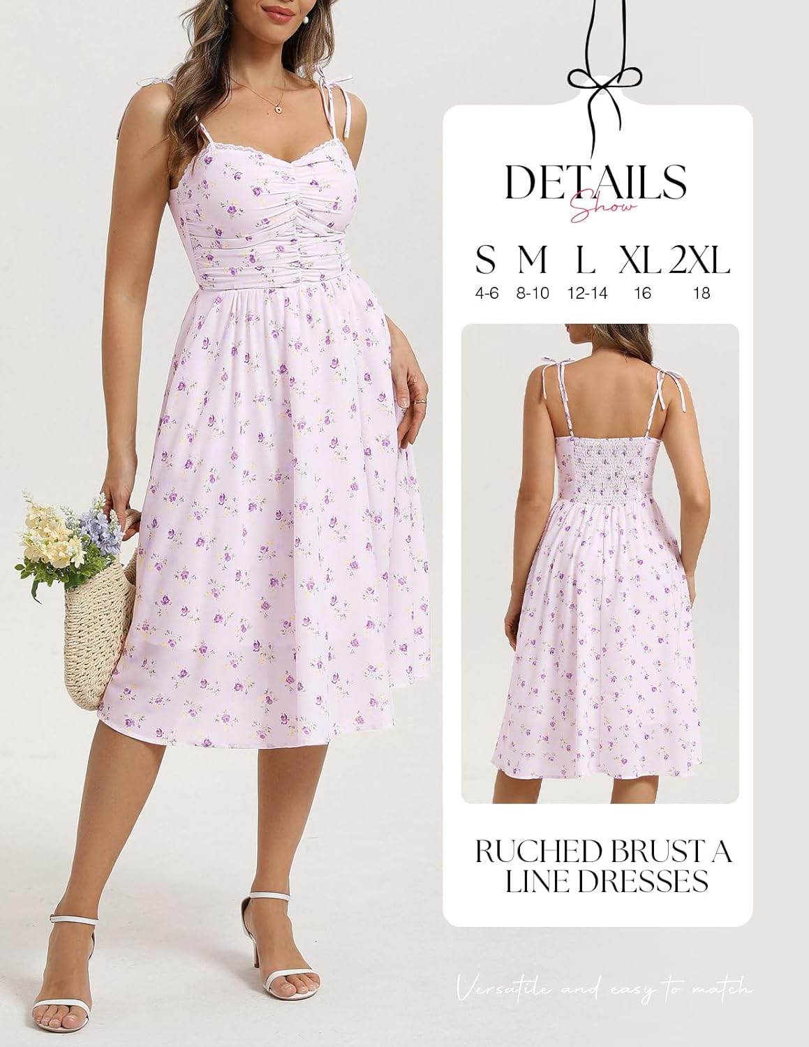 Belle Poque Women Spring Summer Wedding Guest Dress 2026 Floral Midi Tea Party Spaghetti Ruched Sun Dresses - Image 4