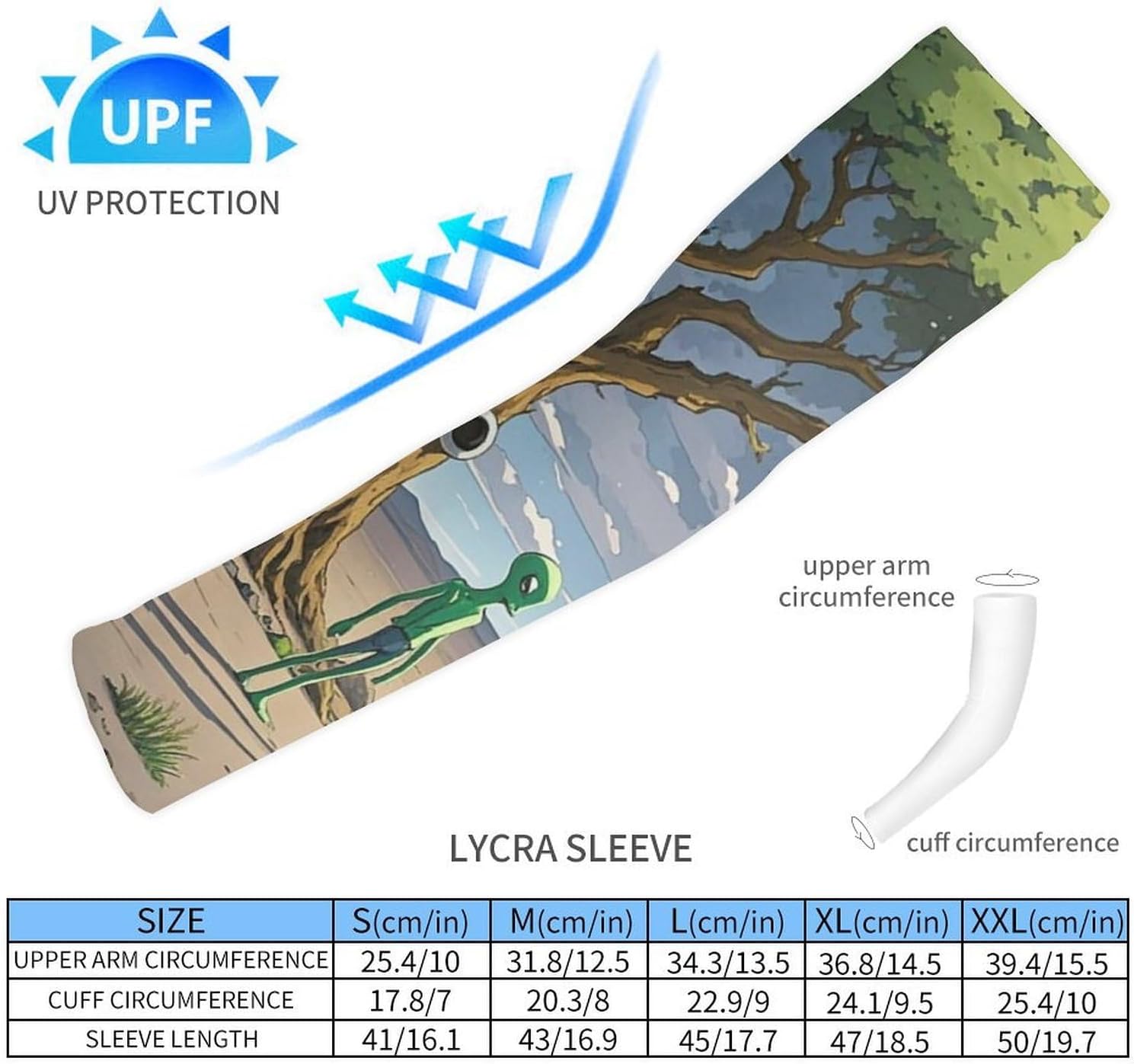 UV Sun Protection Cooling Arm Sleeves XX-Large (xx_l), Compression, Soft | Alien Arm Covers for Sport, Breathable, Tattoo Cover Up, Portable Arm Brace for Women Men
