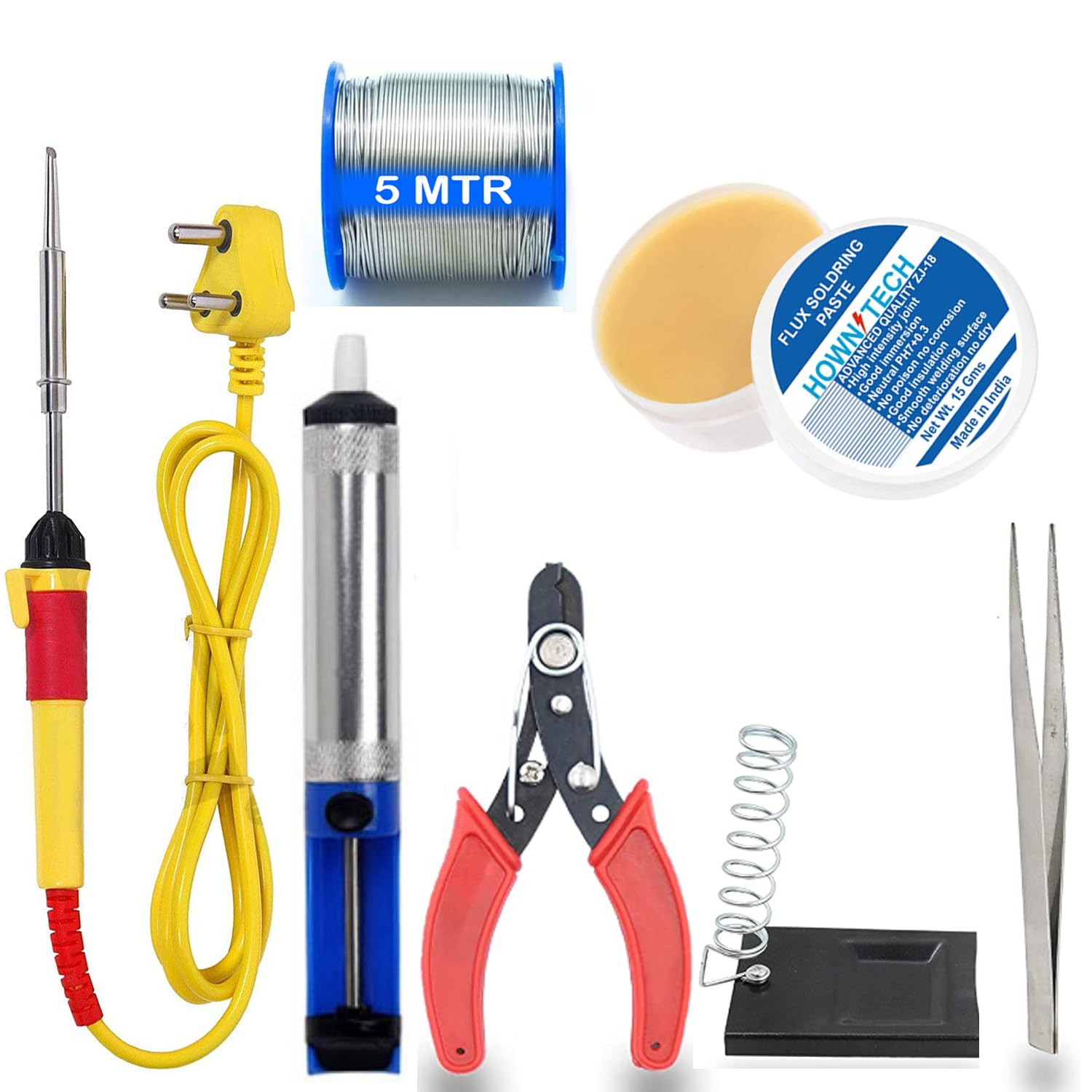HOWN TECH Soldering Iron Premium Kit,7-in-1 Soldering Iron Kit Tool, Not Adjustable Temperature 150 to 450°C, Soldering Iron | Wire Cutter | Stand | Solder Wire | Tweezer | Soldering Flux | DE soldering Pump (B0C84CB8GH) Amazon Price History, Amazon Price Tracker