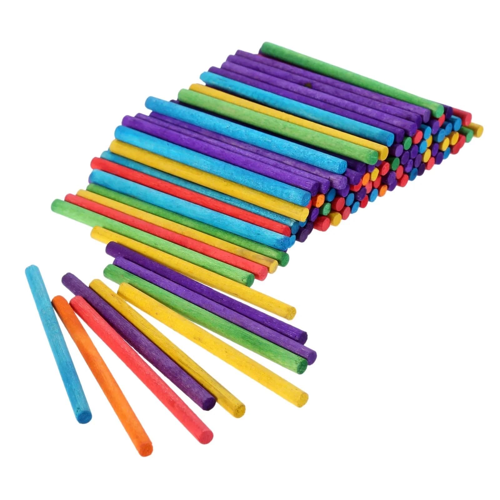 Hjtrtdf Multicolore Wooden Sticks， Wooden Counting Sticks Multicolor 68X4mm Pack Of 200 For Math Art Toy Building(Multicolore)